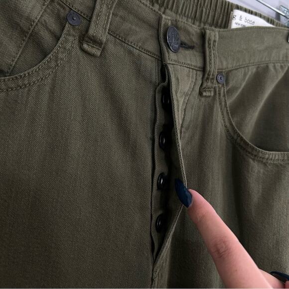 Rag & Bone Womens Denim Joggers Size 29 Olive Green High Rise Button Fly Tapered - Picture 4 of 9